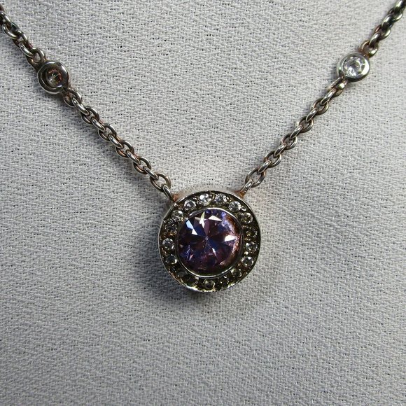 Vintage Jewelry - Vintage Amethyst Silver Pendant w/Pave CZ Accents